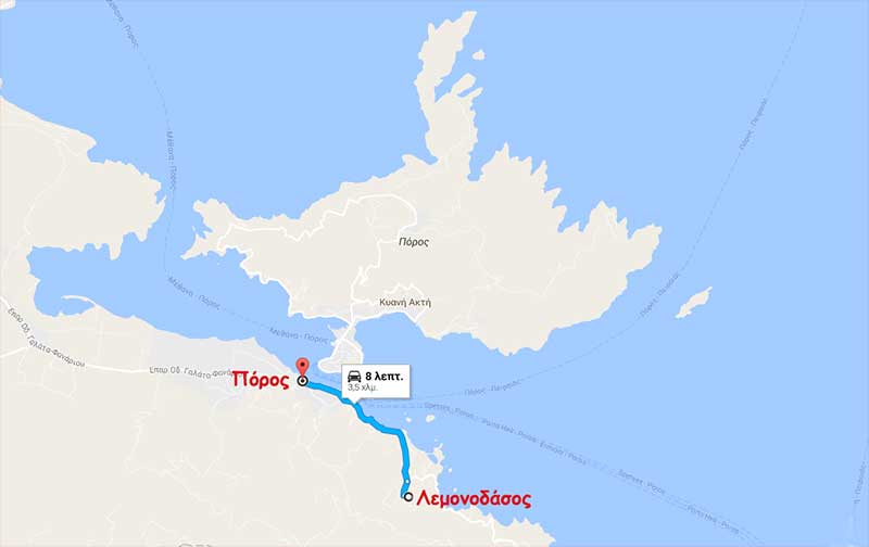Πόρος - Λεμονοδάσος (Παραλία Πλάκας, Παραλία Αλυκής)
