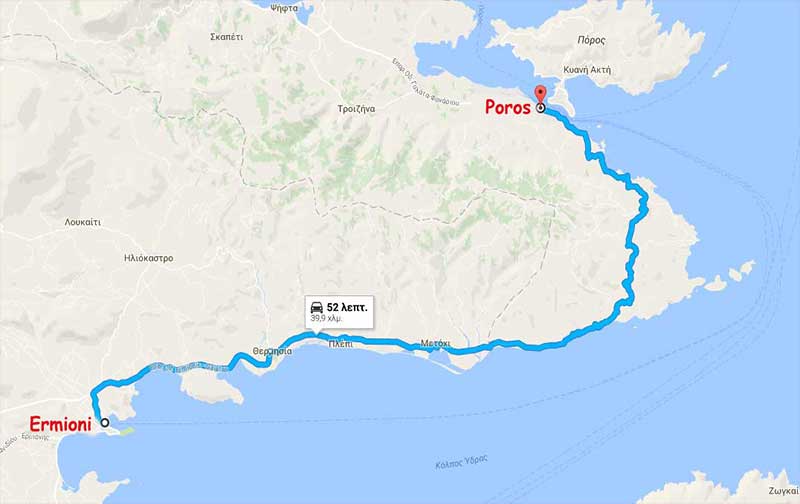 Poros - Metochi - Ermioni beach